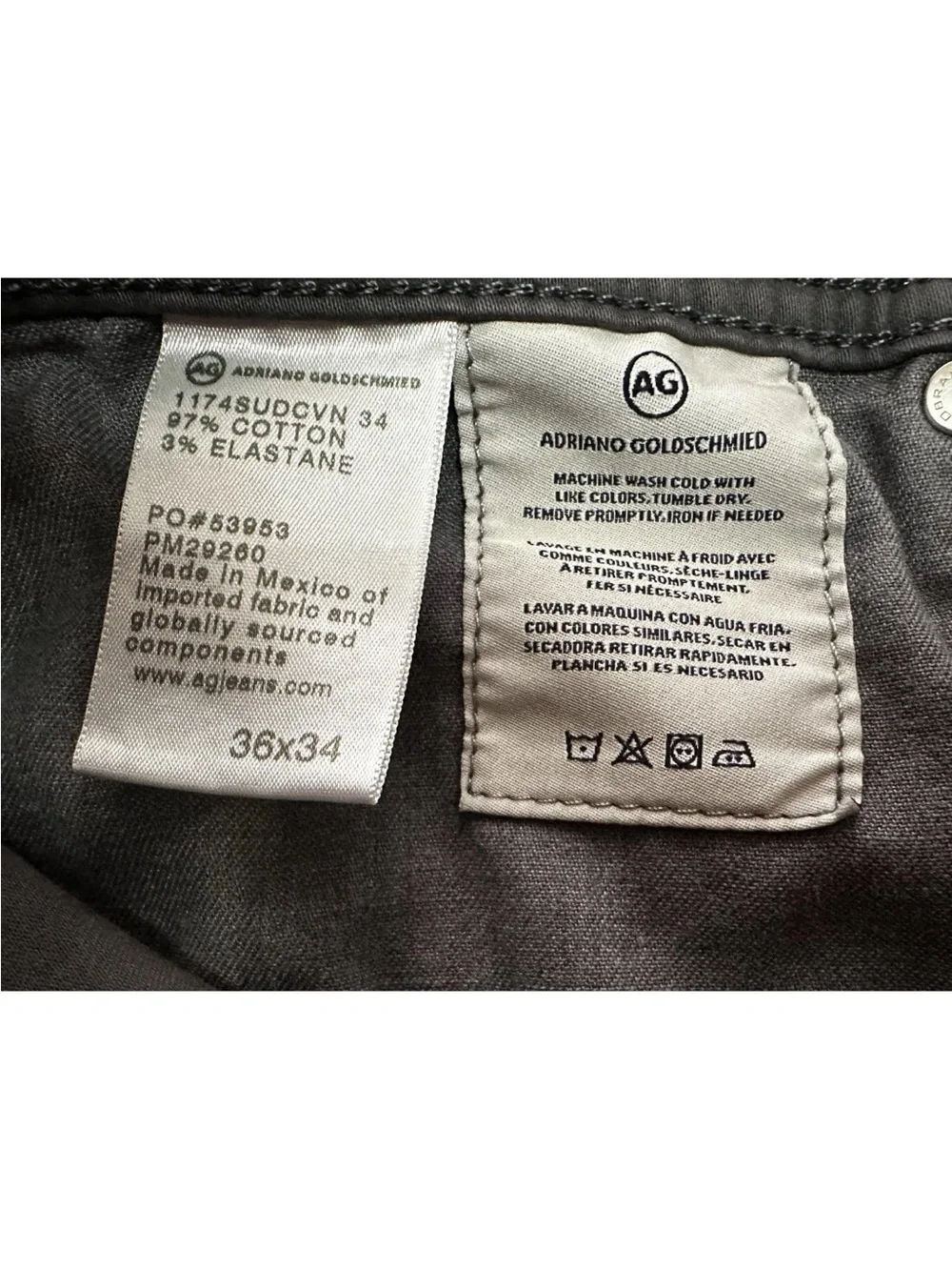 Adriano Goldschmied Men’s 36x34 (Inseam Is 30) Gray Graduate Tailored Leg Pants